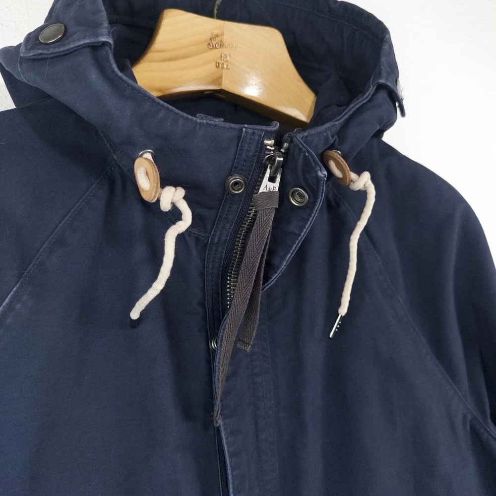 Vintage Abercrombie Fitch Hooded Utility Field Jacket Men's M Blue Full Zip